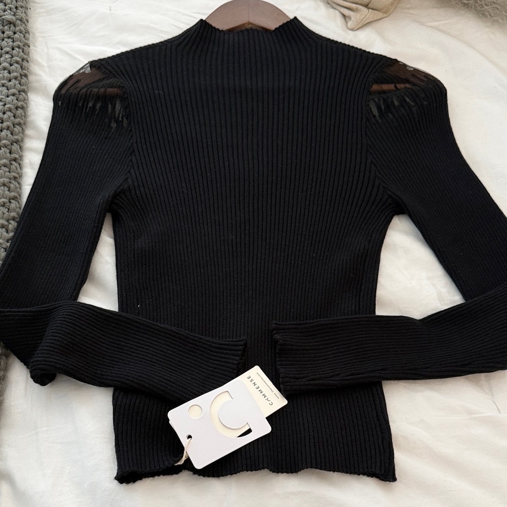 Commense Black Ribbed Sweater